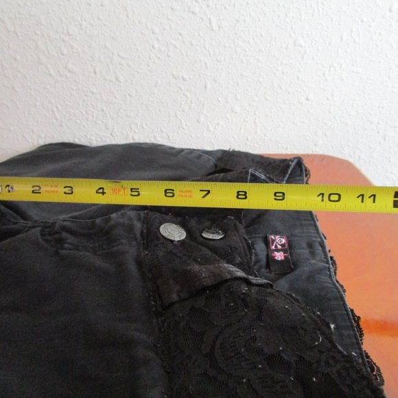 Kik girl black low rise street jeans Size 3, 29x28". Lace satin trim. 90s-2k. - Picture 6 of 15